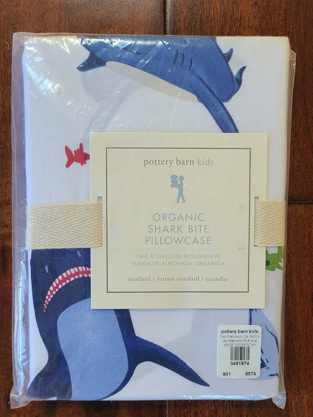 Pottery Barn Kids Shark Bite Standard Size Pillowcase - New